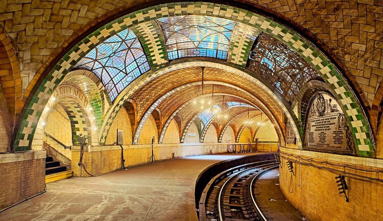 The Guastavino ceiling in the City Hall Subway Station was the terminus for the first subway line in New York City.